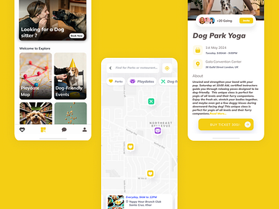 Daily UI #029 : Pawtners Dog Community App 🐶 app daily ui design dog app explore page ui ux web