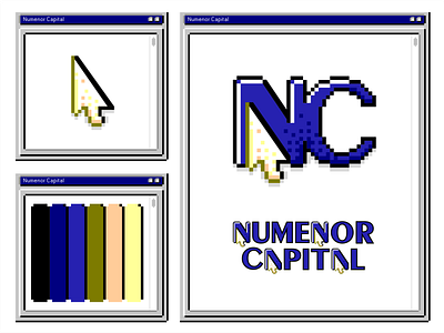 NC logo arrow branding computer design font graphic design icon icon set illustration logo mouse pointer pixel pixelated point retro typo vector vintage windows