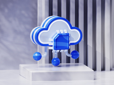 Cloud Technology 3d 3d blender ai blender blue chip cloud cloud 3d icon illustration isometric modern technology ui