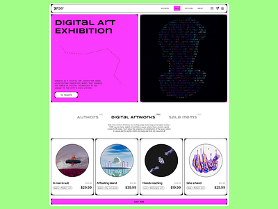 Digital art exhibition cover web-site design ui web design