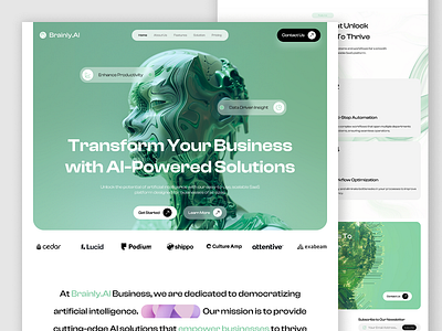 ✨Artificial Intelligence SaaS Landing Page app design case study dashboard figma graphic design mobile design typography ui uiux ux web design