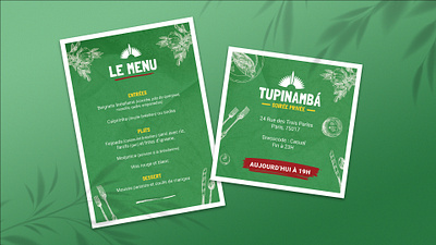 Tupinamba brasil design flyer graphic design green invitation card menu print restaurant tupinamba