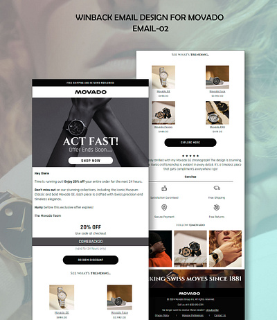 Win-back email design for a luxury watch brand branding creative design email email automation email design email flows graphic design klaviyo klaviyo email marketing klaviyo emaiul template