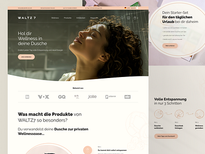 Waltz 7 - Shower Products Company branding clean design creative design landing page lettering product design saas shower ui ux web webdesign