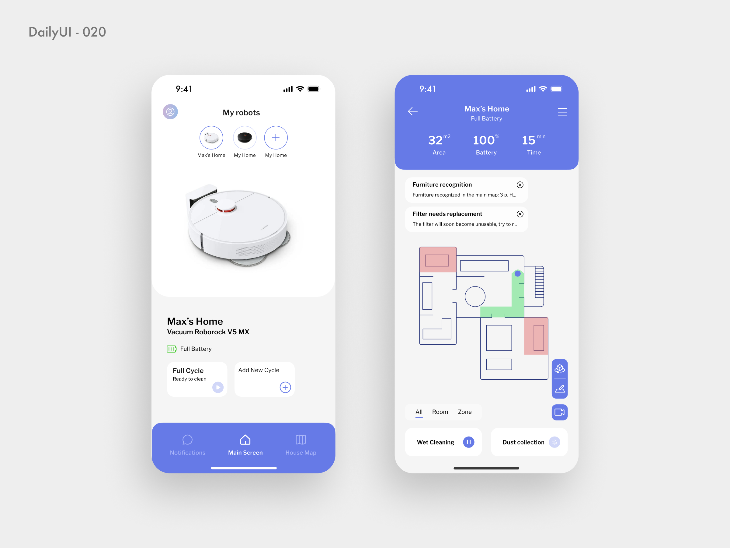 Daily UI - 020: Location Tracker app application challenge dailyui design minimalistic mobile robot ui uiux ux vacuum vacuum application vacuum robot visual design