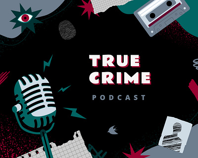 Cover for the True crime podcast broadcast cover crime detective illustration mic podcast true vector