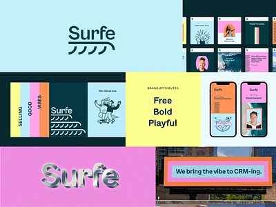 Surfe Rebrand 👀 bold brand design brand refresh branding case study colorful crm design focus lab identity logo logo design playful rebranding visual identity