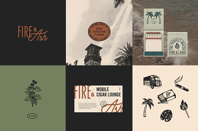 Mobile Cigar Lounge Brand Identity brand identity cigars dark colors florida icons illustrations logo matchbook