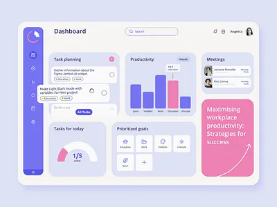 Task Dashboard dashboard design desktop figma goal logo minimal prioritize schedule meeting soft colors task time management. track productivity ui ui ux design ux web design