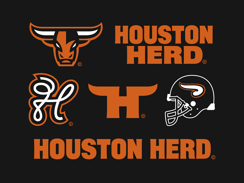 16/32 – Houston Herd branding bull design flash sheet football graphic design herd horns houston illustration logo sports sports branding texas typography
