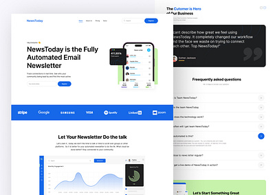 NewsToday : Web design branding dashboard design figma landing page news newslwetter ui uidesign uiux webdesign