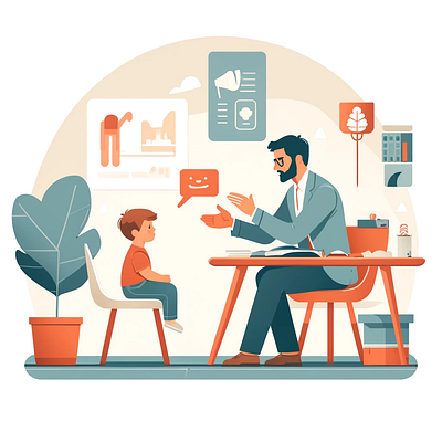 A Illustration for a one-on-one with a child on speech therapy. character drawing flat graphic design illustration illustrator ui vector