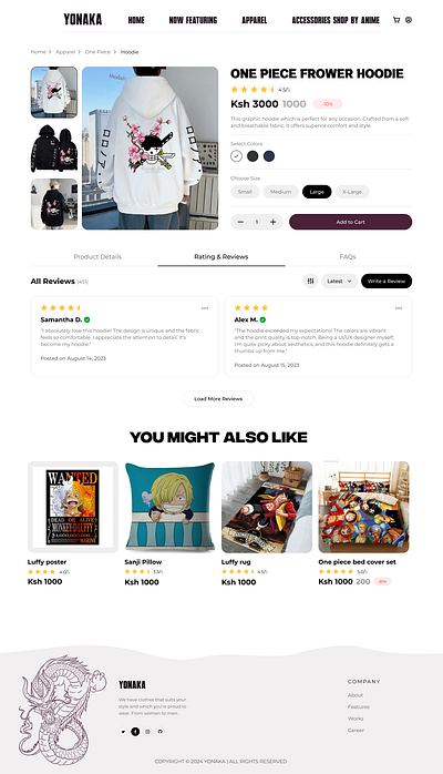 Product page anime clothingstore productpage productpageui ui