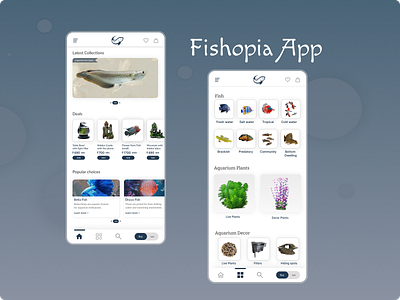 Fishopia App app aqualife aquarium design fish fishopia ui uix design uiux