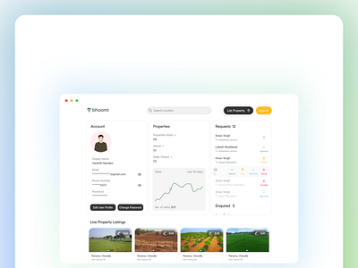 Dashboard - Bhoomi dashboard profile ui ux webdesign