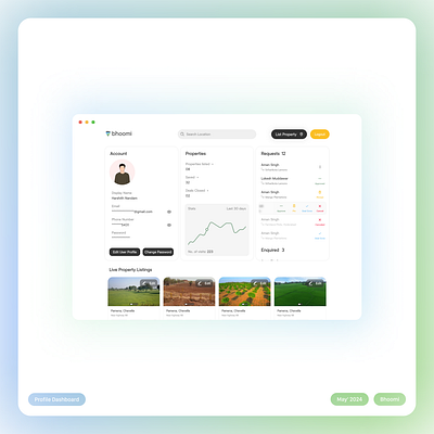 Dashboard - Bhoomi dashboard profile ui ux webdesign