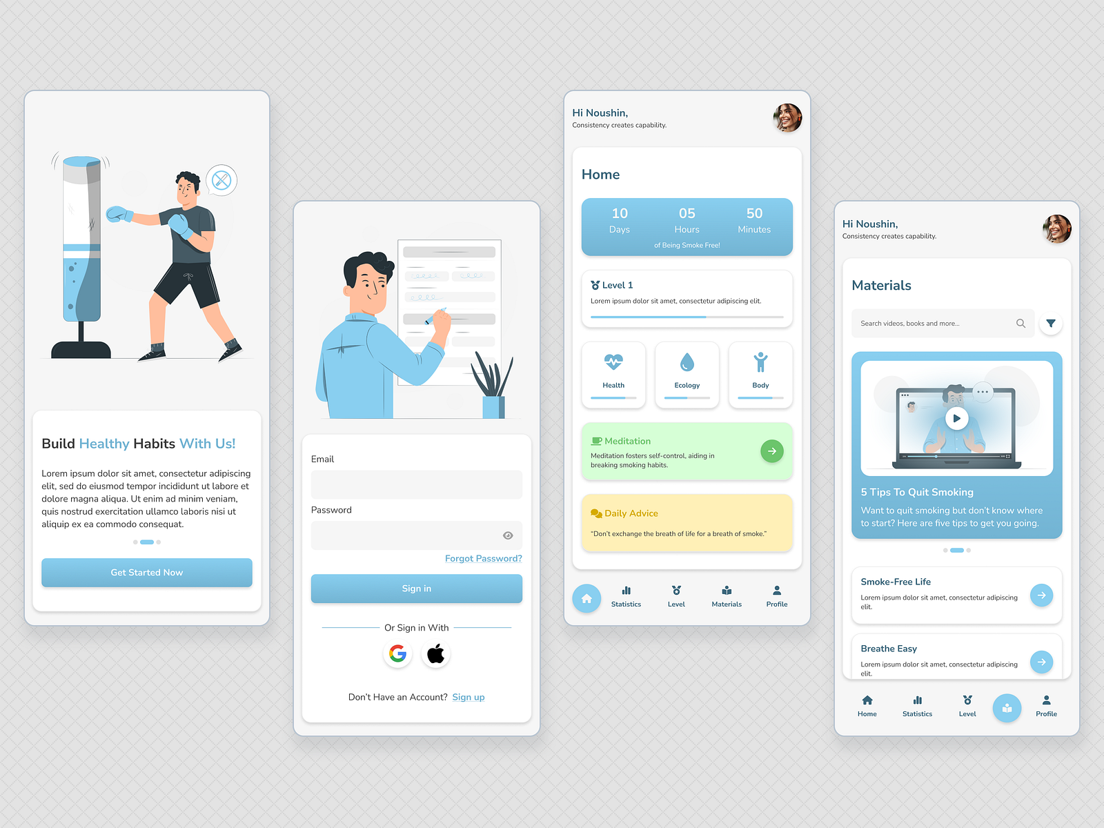 Quit Smoking Mobile App by Noushin Eradati on Dribbble