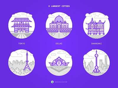 3 Largest Cities architecture asia cities icons landicons landmarks