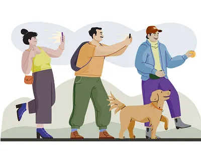 Being social character design dog graphic illustration pastel people vector woman