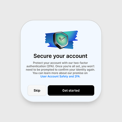 Two-Factor Aunthentication (2FA) widget 2fa account safety app design mobile app secure account security two factor two factor authentication ui user safety user security ux widget