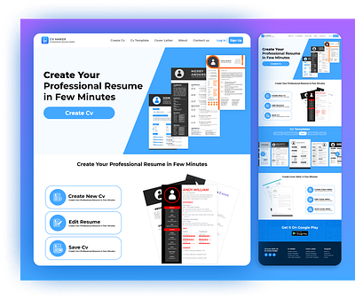 CV Maker Website Design Landing Page design figma ui web design web ui ux website website ui design