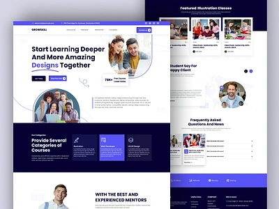 E-learning Landing Page Design class courses design e learning ecourse education elearning homepage landing page learning learning platform mentor online course online learning student study teaching ui design uiux web design