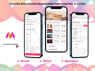 Myntra Application Redesigning for Donating Clothes casestudy donating clothes on myntra figma myntra application myntra application redesigning ui