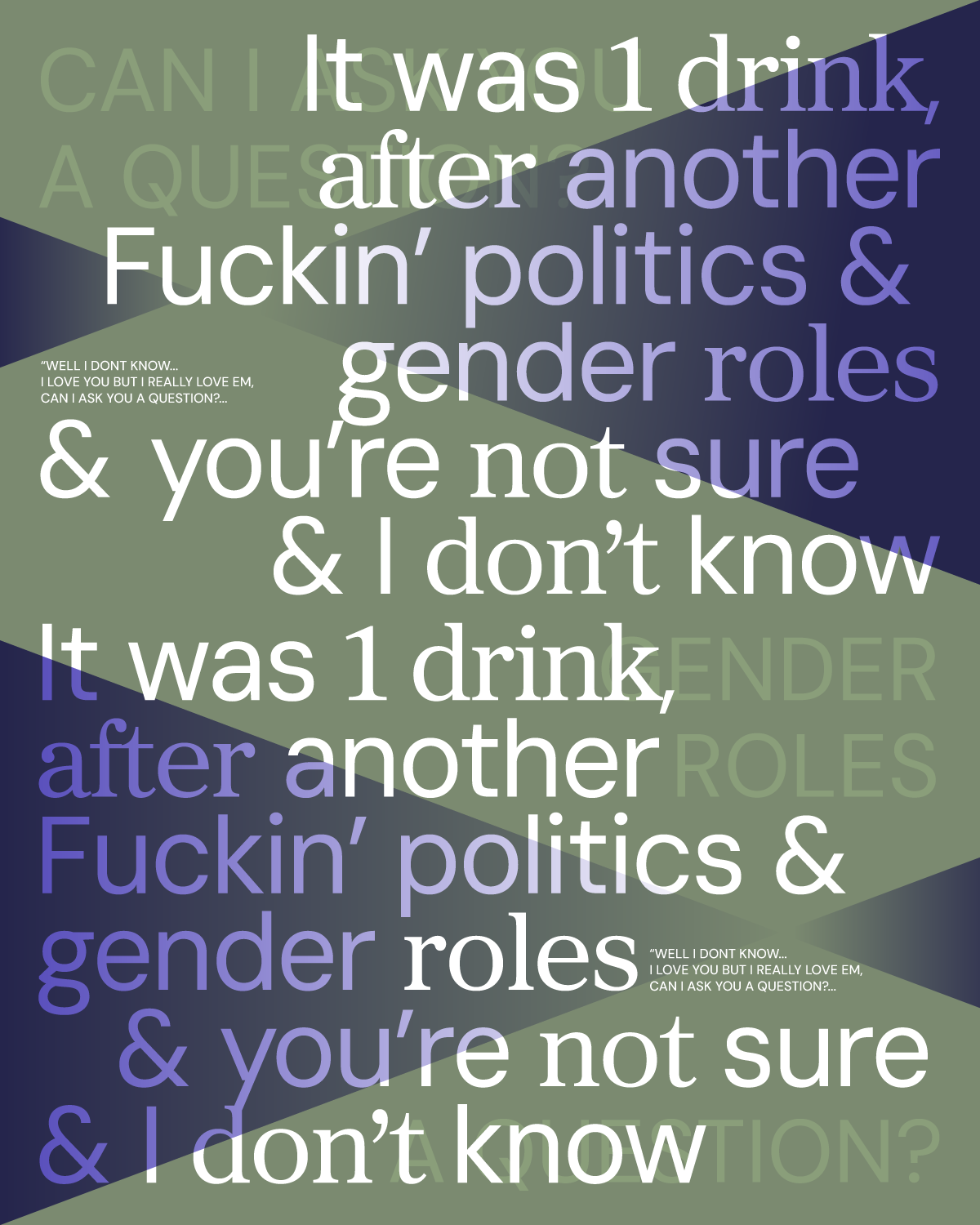 Drinks and gender roles graphic design music poster social typography