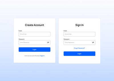Authentication Screens - Create Account & Sign In authentication create account design landing page log in login login page onboarding product design sign up ui ux website