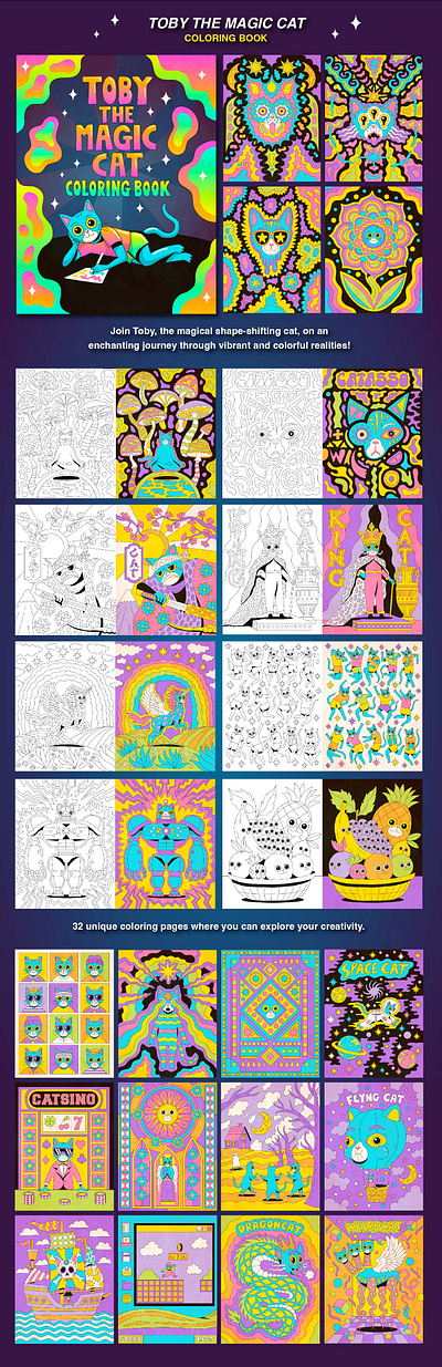 The magic cat coloring book cat coloring book graphic design illustration