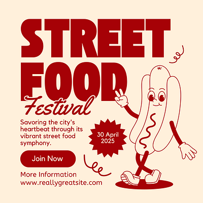 Cream And Red Retro Street Food Facebook Post 3d animation branding design graphic design illustration logo motion graphics ui vector