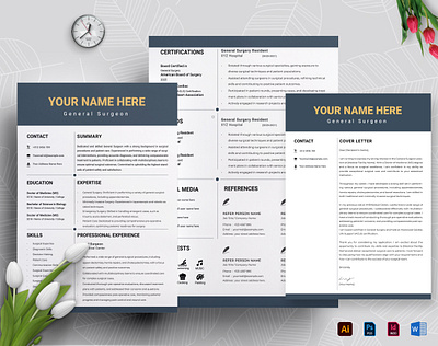 Resume and Cover Letter template, Minimalist resume Design a4 branding design design template editable graphic design job letter