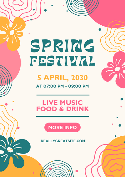 Pink and Green Illustrative Spring Festival Flyer 3d animation branding design graphic design illustration logo motion graphics ui vector