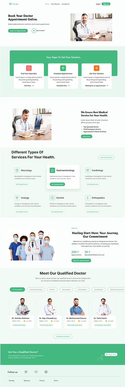 Doctor Appointment Landing Page UI/UX Design doctor doctor appointment landing page