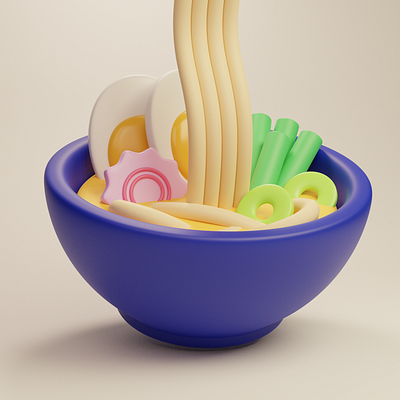 Hot Ramen 3d 3dgraphicdesign 3dillustration blender cute food foodillustration graphicdesign kawaii pastel ramen