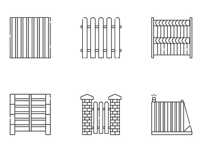 Fences Icon Set car design fences garage graphic design icons illustration parking set of icons vector