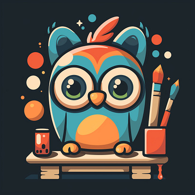 Owl Crafting logo 2d 2d art artist artwork craft logo dribble art illustration logo owl painting