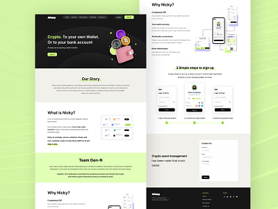 Landing Page Design about us branding clean design contact us crypto crypto wallet design footer header interface design landing page modern design product design responsive landing page ui user experience ux web design website design