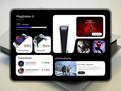 PlayStation Control center Bento UI app design bento box bento box ui center control center control panel desktop app game control gaming app gaming bento ui landing page minimal mockup modern playstation playstation gaming playstation website ui ux ui ux design