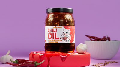 Chili Oil Branding 3d 3dart animation branding c4d design food foodbranding rebrand