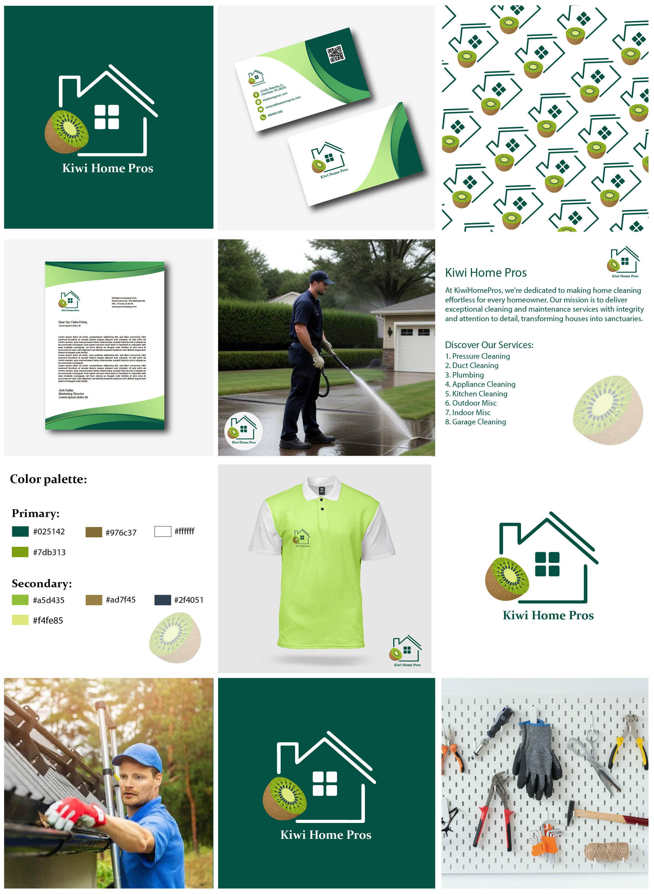 Kiwi Home Pros - Branding brand designer brand guidelines brand identity brand story branding card flyer graphic design guidelines identity design illustration logo logo design logo designer pattern design typography