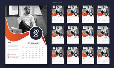 Corporate Magnet Calendar Design 2025 annual calendar branding calendar clean creative design editable event graphic happy new year marketing modern monthly office planner print stationery stylishy wall yearly
