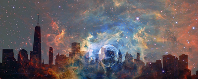 City Line in Space adobe photoshop city city line composition freelance future outer space photoshop space