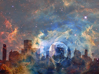 City Line in Space adobe photoshop city city line composition freelance future outer space photoshop space