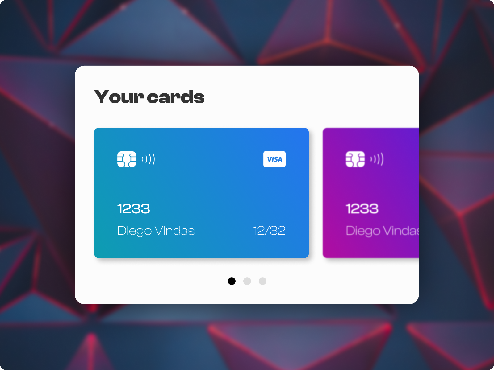 Day 19 of improving my UI skills · #19 Design a card carousel card card ui challenge flat design ui