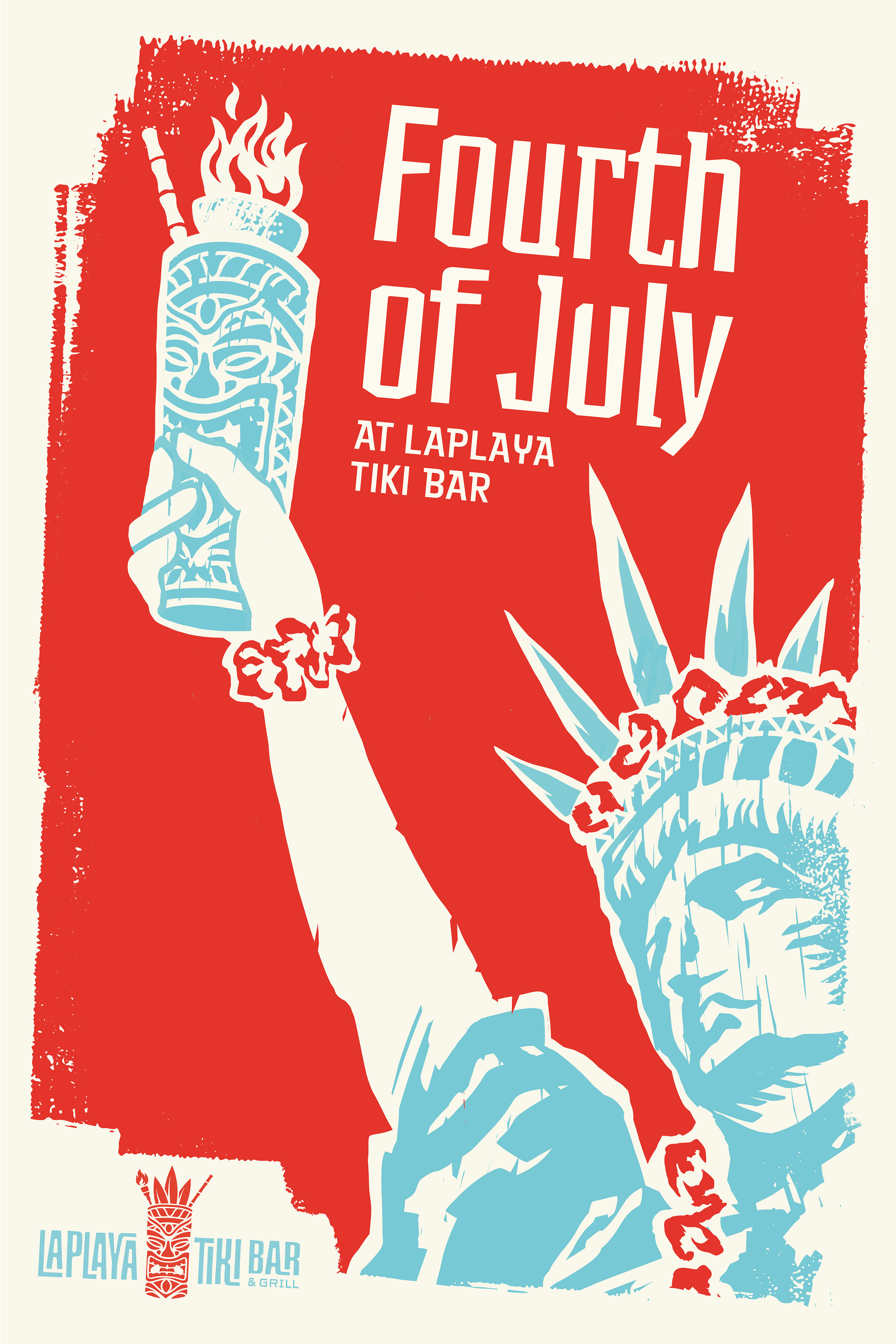 Statue of Libertiki 2d 2d design brand design exotic graphic design hospitality illustration poster poster design tiki