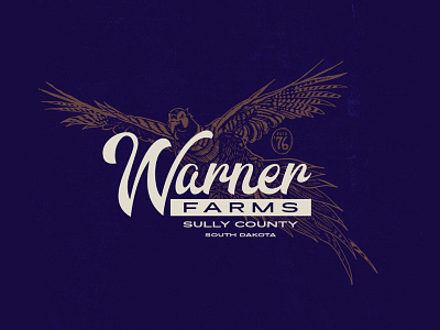 Warner Farms arkansas branding design hunting logo outdoor pheasant texture typography vintage