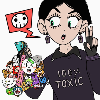 100% Toxic anime cartoon character design edgy hello kitty illustration instagram kawaii sanrio social media zoomer