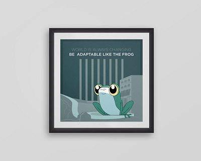 Be adaptable design frame frog graphic design illustration