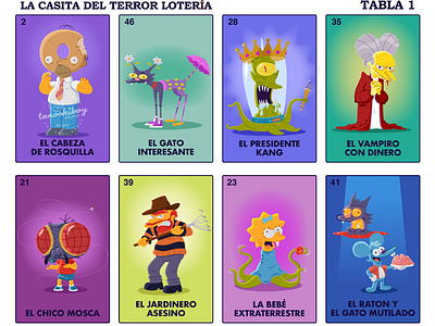 Simpsons Lotería (Gallery 1988) cartoon character design illustration simpsons treehouse of horror vector illustration